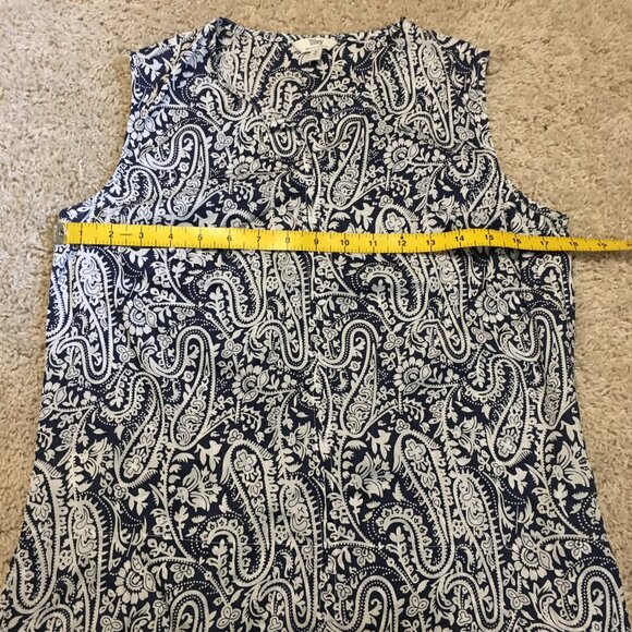 Navy Paisley 100% Cotton Tunic Neck Tank Top - Picture 11 of 13